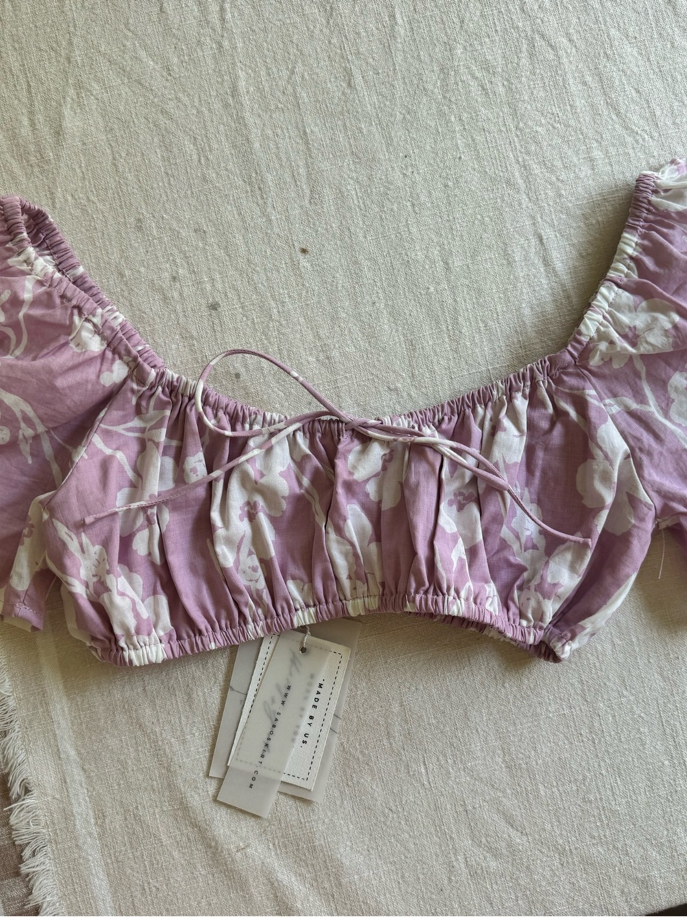 Sabo Skirt Lilac Floral Off-Shoulder Crop Top